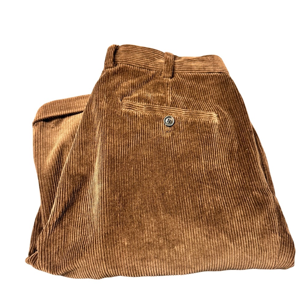 Brooks Brothers Corduroy Pants Mens 36x32 ACTUAL Elliot Brown Pleated Academia